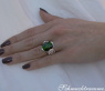 Stately Green Tourmaline Ring with Diamonds