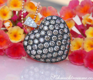 Beautiful Brown Diamond Heart Pendant incl. Chain