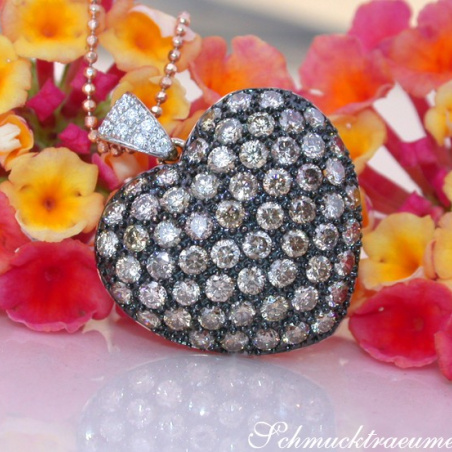 Beautiful Brown Diamond Heart Pendant incl. Chain