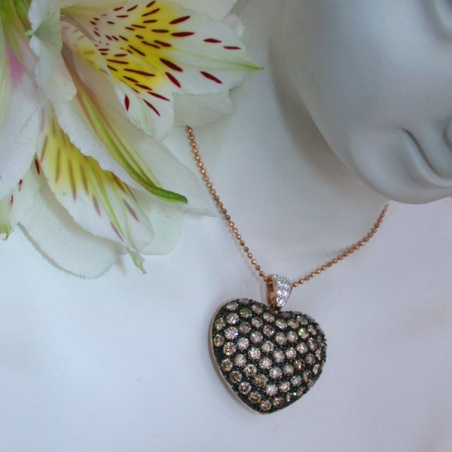 Beautiful Brown Diamond Heart Pendant incl. Chain