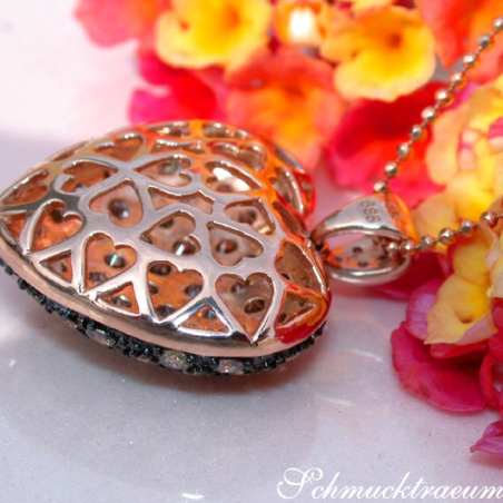 Beautiful Brown Diamond Heart Pendant incl. Chain