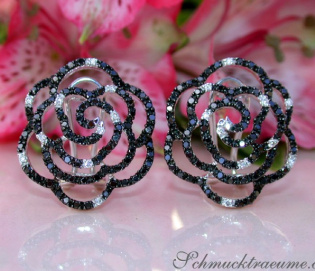 Picture Perfect Rose Earrings with Black Diamonds