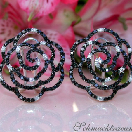 Picture Perfect Rose Earrings with Black Diamonds