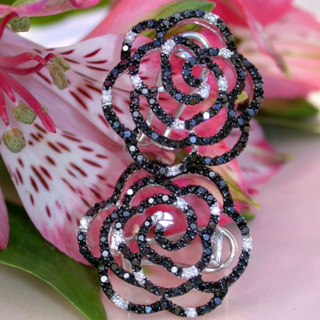 Picture Perfect Rose Earrings with Black Diamonds