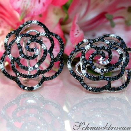 Picture Perfect Rose Earrings with Black Diamonds