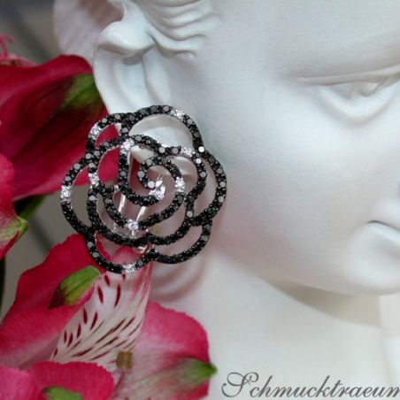 Picture Perfect Rose Earrings with Black Diamonds