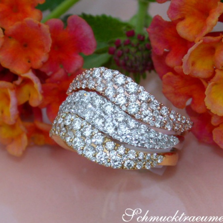 Three Curved Stacking Rings with Diamonds