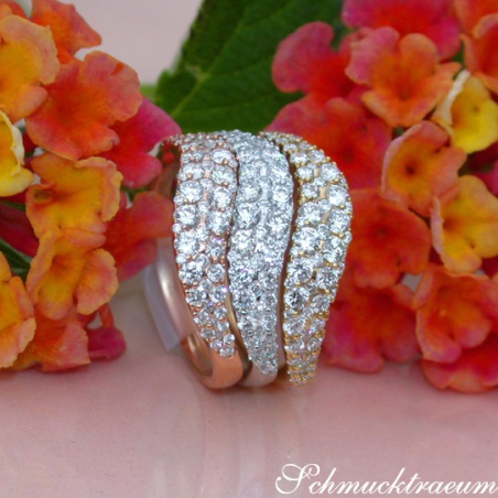 Three Curved Stacking Rings with Diamonds