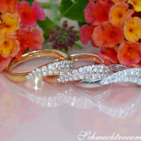 Three Curved Stacking Rings with Diamonds