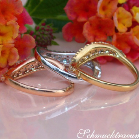 Three Curved Stacking Rings with Diamonds