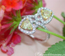 Feminine Diamond Heart Ring with Yellow Diamonds