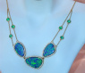 Precious Boulder Opal Necklace with Emeralds and Diamonds