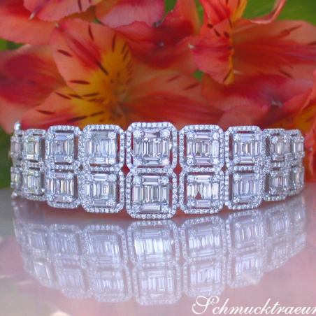 High Carat Diamond Bangle with Baguette Diamonds (5.64 ct.)