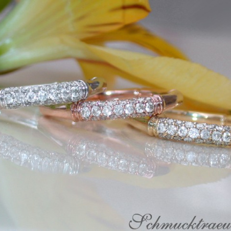 Three Bamboo Style Stackable Rings with Diamonds