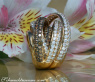 Multi Row Diamond Ring with Brown Diamonds of Stately Size