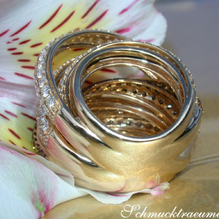 Multi Row Diamond Ring with Brown Diamonds of Stately Size