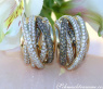Multi Row Earrings with White & Brown Diamonds