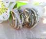 Multi Row Earrings with White & Brown Diamonds