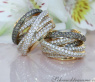 Multi Row Earrings with White & Brown Diamonds
