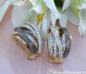 Multi Row Earrings with White & Brown Diamonds