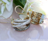 Multi Row Earrings with White & Brown Diamonds