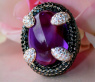 Amethyst Ring mit Brillanten und schwarzen Diamanten
