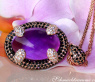 Unique Amethyst Pendant with Black and White Diamonds