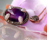 Unique Amethyst Pendant with Black and White Diamonds