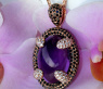 Unique Amethyst Pendant with Black and White Diamonds