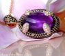 Unique Amethyst Pendant with Black and White Diamonds