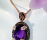 Unique Amethyst Pendant with Black and White Diamonds