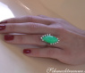Terrific Chrysoprase Ring with Diamonds