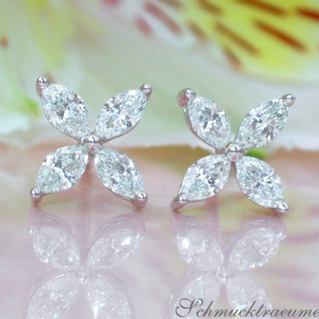 Finest Marquise Diamond Studs (Star / Blossom Style)