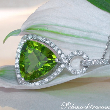 Precious Peridot Pendant with Diamonds