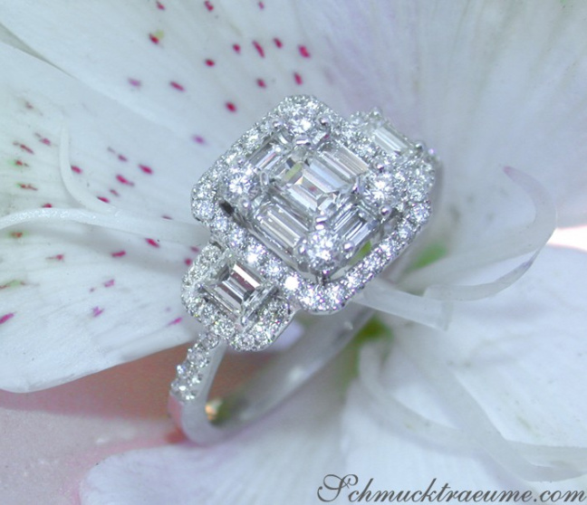 Feminine Diamond Square Ring Feminine Diamond Square Ring