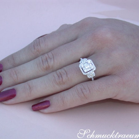 Feminine Diamond Square Ring