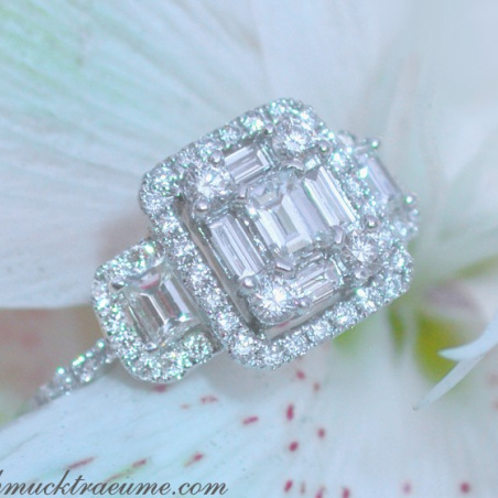 Feminine Diamond Square Ring