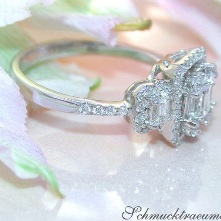 Feminine Diamond Square Ring