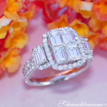 Tremendous Diamond Ring with Emerald Cut Diamonds