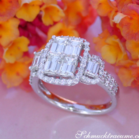 Tremendous Diamond Ring with Emerald Cut Diamonds