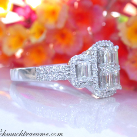 Tremendous Diamond Ring with Emerald Cut Diamonds