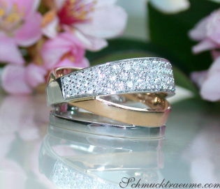 Multirow Diamond Ring in Rosegold and Whitegold 18k