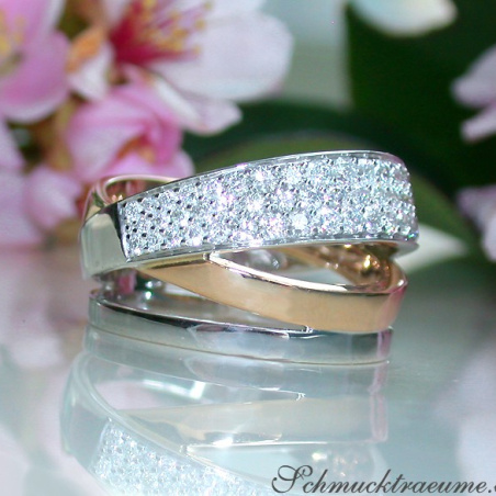 Multirow Diamond Ring in Rosegold and Whitegold 18k