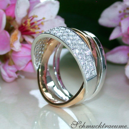 Multirow Diamond Ring in Rosegold and Whitegold 18k