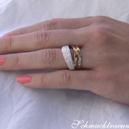 Multirow Diamond Ring in Rosegold and Whitegold 18k