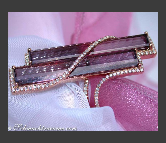 Striking Pink Tourmaline Ring with Diamonds Striking Pink Tourmaline Ring with Diamonds