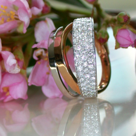 Multirow Diamond Ring in Rosegold and Whitegold 18k