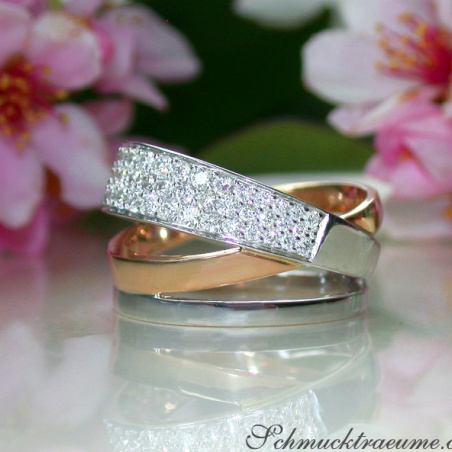 Multirow Diamond Ring in Rosegold and Whitegold 18k