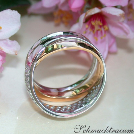 Multirow Diamond Ring in Rosegold and Whitegold 18k