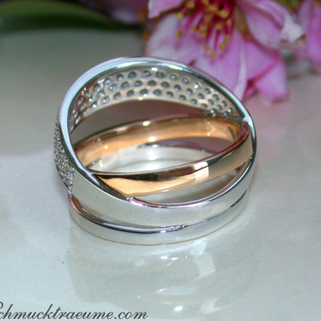 Multirow Diamond Ring in Rosegold and Whitegold 18k